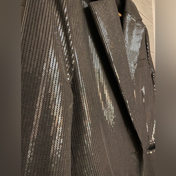 ZARA sequinned blazer! Silver grey. Size XL - Picture 5 of 14